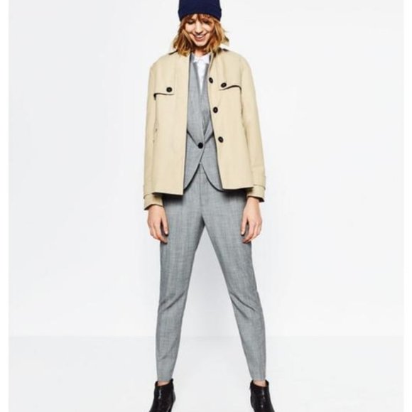 NWOT Zara Cream Water Repellent Parka Coat Trench - Picture 2 of 8